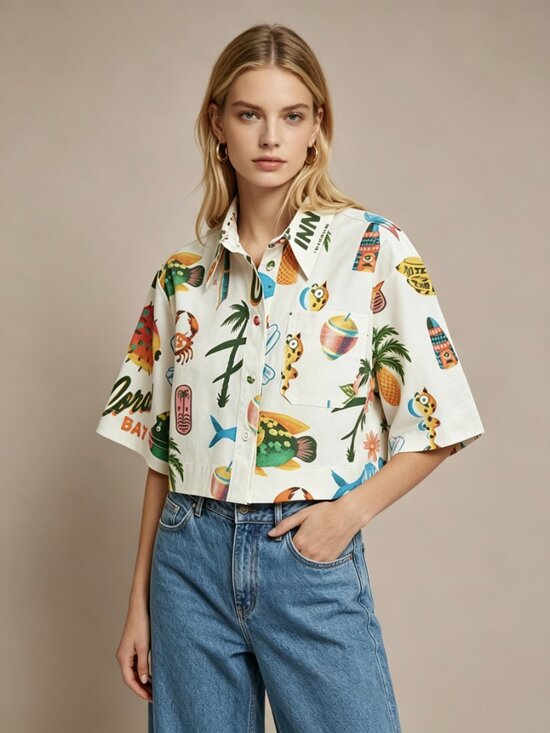 ALEMAIS Tops - NWT ALEMAIS x Alan Berry Rhys Samaki Cropped Organic Cotton Shirt Women's Size 0